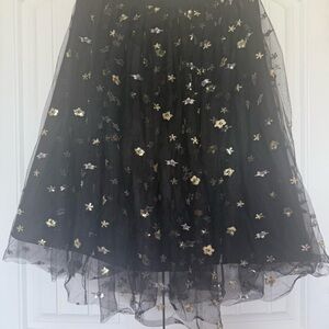 Sequins black skirt tutu size M cashmere and cupcakes midi skirt golden skirt